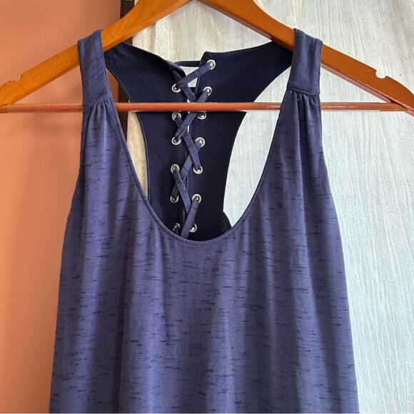 Maeve Anthropologie Purple Melanie Lace Up Back Slit Knit Maxi Long Tank Dress S - Picture 3 of 8